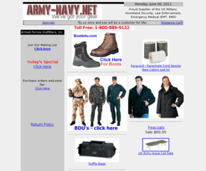 army-navy.net: Military Gear- Army Navy store online - BDU's, Surplus, Camo, Military gear, Boots
military surplus, bdu's, army supplies, armynavy items, military surplus, police uniforms, military boots and more