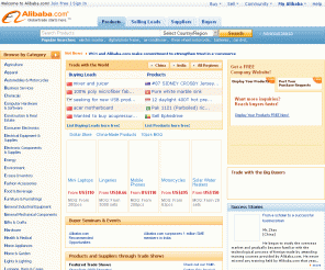 alibaba.com: Alibaba.com - The world's largest online B2B marketplace.
Import & Export on our award-winning International Trade Site. Find quality Products, Trade Leads, Manufacturers, Suppliers, Buyers and Wholesalers.