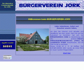 buergerverein-jork.de: Startseite
Der BÜRGERVEREIN JORK ist eine freie Wählergemeinschaft die unabhängig das politische Geschehen in Gemeinderat mitgestaltet.