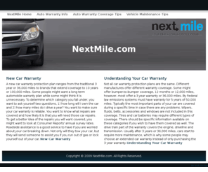 internextmile.com: NextMile.com - Used Vehicle Extended Warranties
NextMile.com - Used Vehicle Extended Warranties - Get helpful tips on new & used vehicle warranties.
