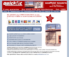 scaffold-towers.net: Custom Scaffold Towers and Scaffolding Supplies in Bradford, Leeds, West Yorkshire & the UK
Quickfit Scaffold Towers - Buy custom Scaffold Towers in 8 easy steps plus Scaffolding Supplies and accessories.