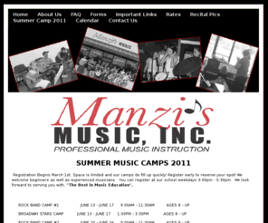 manzismusic.com: Manzi's Music
Serving Lakeland Florida [and the regional|national|global community] by providing Music instruction, Music lessons, Piano lessons, Music classes, Trumpet Lessons, 
Guitar Lessons, Music Teachers, Voice Instruction, Flute Lessons,Brass Lessons
 through events like Summer Music Camps.