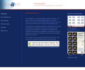 moderne-privatpost.com: Interphil Online
Anbieter für Briefmarkensammler und Briefdienste der modernen Privatpost