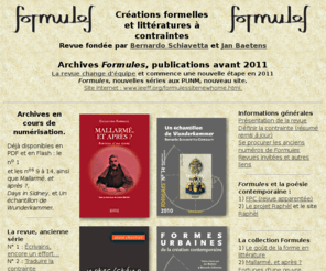 formules.net: FORMULES : La revue des littératures à contraintes
Site officiel de la revue Formules