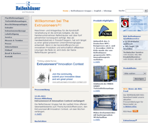 reifenhauser.de: Reifenhäuser EXTRUSION Home
Die Reifenhauser Extrusion GmbH & Co. KG gehört weltweit zu den fuehrenden Herstellern von Produktionsanlagen zur Verarbeitung thermoplastischer Kunststoffe.