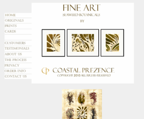 cprez.com: Pacific Seaweed Pressings
Pacific seaweed pressings
	by Coastal Prezence featuring Fine Art Botanicals using
	pressed seaweed from Vancouver Island in Victoria BC. Available in prints and originals these 
	designs will enhance your decor.