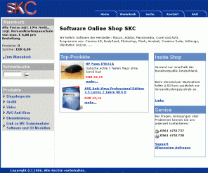skc-shop.de: Stefan Krieger Computersysteme - Software Online Shop SKC
Vertrieb von Software der Hersteller Maxon z.B. Cinema 4D; Adobe Macromedia. Computerservice in Kassel: Reparaturen, Aufrüstung, Einrichten von Netzwerken,  24 Std. Notdienst. Beratung und Verkauf von Hardware.