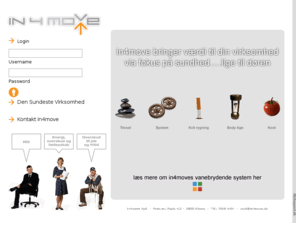 in4move.dk: In4Move - Din personlige lifestyle manager online
In4Move.dk er en banebrydende sundhedsportal, som kan gøre en forskel for dig, for dine medarbejdere og dermed også for din virksomhed.
