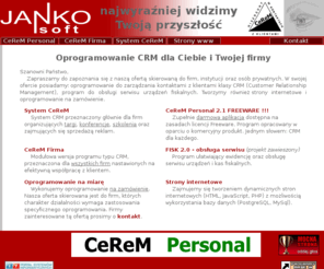 janko-soft.com: Janko-Soft CRM - Warszawa, producent oprogramowania typu CRM: System CeReM, Personal - Freeware, Firma
Producent oprogramowania CRM do zarządzania kontaktami z klientami.
