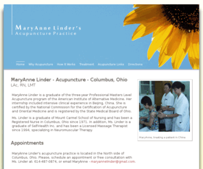 linderacupuncture.com: Linder Acupuncture of Columbus, Ohio
ACUPUNCTURE FOR COLUMBUS, OHIO.  MaryAnne Linder's acupuncture practice in Columbus Ohio.