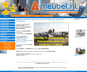 meubelvoordeel.net: A-Meubel.nl ( Meubelen Banken ) hoekbank longchair in leer en stof, eiken meubels 
De mooiste collectie meubelen voor absoluut de laagste prijs van Nederland, Wij zijn C.B.W erkend.  A-Meubel mooier wonen voor minder geld 