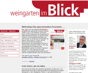 weingarten-im-blick.org: Redaktionsportal: Weingarten im Blick
Redaktionsportal für 'Weingarten im Blick' - die Bürgerzeitung für 88250 Weingarten