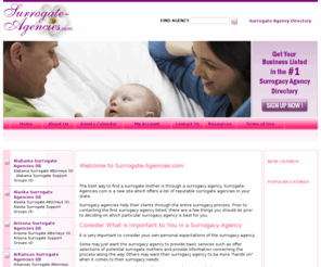 surrogate-agencies.com: Surrogate-Agencies.com - A Surrogate Agency Directory
Surrogate-Agency.com is a non-biased Surrogate Agency Directory dedicated to helping surrogate mothers find the best surrogate agency in their area.