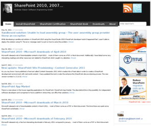 andreasglaser.net: SharePoint 2010, 2007... | Install SharePoint, SharePoint Installation, SharePoint 2010, SharePoint Certification, SharePoint tutorial, SharePoint development, SharePoint 2010 development
Install SharePoint, SharePoint Installation, SharePoint 2010, SharePoint Certification, SharePoint tutorial, SharePoint development, SharePoint 2010 development