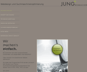 jung-2.net: JUNG² - JUNG hoch 2 - Werbeagentur in Oberfranken - JUNG & ROGLER Werbeagentur GmbH & Co. KG - CMS, TYPO3, PHP, SEO, Social Media, SEM: Die Einfachmacher
Sie wünschen sich einen ansprechenden, funktionalen und zeitgemäßen Internetauftritt?