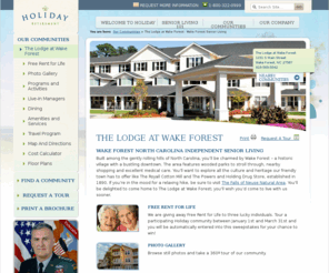 lodgeatwakeforest.com: Wake Forest North Carolina Independent Senior Living - The Lodge at Wake Forest | Holiday Retirement
Holiday offers independent senior living in Wake Forest, NC.  With transportation, chef-prepared meals and housekeeping, you are sure to find comfort.