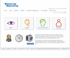 visualsignals.net: Edwards Signaling - Audible & Visual Signals - Fire alarm and Warning systems
Edwards Signaling manufacturers a complete line of audible and visual signals for industrial and commercial applications. Products include: fire alarm control panels, flashing and steady LED and halogen beacons and lights, strobes, vibrating horns and bells, outdoor warning sirens, public address and intercom systems, LED message centers and electronic system signals.