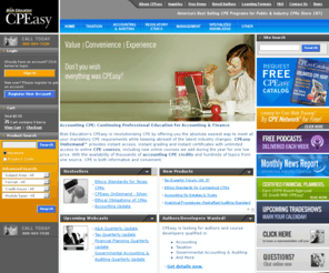 biskcpe.com: Bisk CPEasy - America's Best Selling CPE Programs and Online CPE Courses for Public & Industry CPAs
Continuing professional education (CPE) programs for CPAs with multiple learning formats (online, software, audio, video, textbook, live Webcasts and new money-saving annual subscription programs). CPEasy provides an easier way to earn NASBA/QAS approved CPE credit.