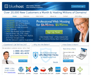 inmotionhostting.com: Web hosting provider - Bluehost.com - domain hosting - PHP Hosting - cheap web hosting - Frontpage Hosting E-Commerce Web Hosting Bluehost
Bluehost - Top rated web hosting provider - Free 1 click installs For blogs, shopping carts, and more. Get a free domain name, real NON-outsourced 24/7 support, and superior speed. web hosting provider php hosting cheap web hosting, Web hosting, domain names, front page hosting, email hosting.  We offer affordable hosting, web hosting provider business web hosting, ecommerce hosting, unix hosting.  Phone support available, Free Domain, and Free Setup.