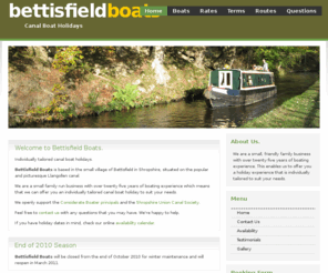 wharrier.net: Canal boat holidays. Bettisfield Boats.
Canal boat holidays on the Llangollen canal