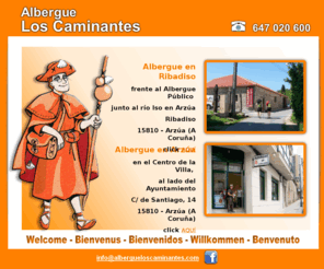 albergueloscaminantes.com: Albergue Los Caminantes - Arzúa
Albergue Los Caminantes, en el centro de Arzúa, al lado del Ayuntamiento. C/ de Santiago, 14 - Arzúa (A Coruña). Teléfono: 647 020 600. Albergue de Arzúa. Descanso en Arzúa. Peregrinos Arzúa. Alojamiento en Arzúa.