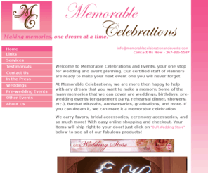 memorablecelebrationsandevents.com: Home - Memorable Celebrations
Memorable Celebrations is a wedding and event planning company. We help make your dreams become reality.