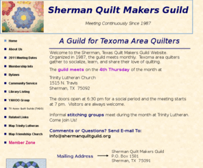 shermanquiltguild.org: Home
Sherman Texas Quilt Guild Meets Monthly With Informative Programs. Visitors Welcome. 