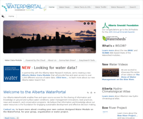 wateralbertablog.com: Alberta WaterPortal
Our Alberta WaterPortal© enables free and open source access for the sharing of information and knowledge on ground and surface water conditions, water management innovations, best practices, news and research, and conservation programs. We believe that information and knowledge about our water resources is the foundation for engaging sustainable development and effective decision making.