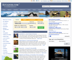 ecuador.com: Ecuador Hotels, Flights, and Travel Guide | By Ecuador Channel
Ecuador Channel provides information on travel, culture, society, area guides and more, offering forums, blogs and original features about Ecuador and The Galapagos Islands.