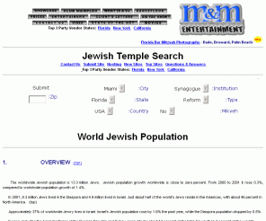 jewishtemples.org: Jewish Temples - World Jewish Population and Temple 
Directory
World Jewish population | the latest statistics of the world Jewish population