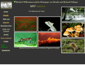 mrf-nature.de: Fotografie - Naturbilder und Tierbilder: Tiere, Voegel, Insekten, Reptilien, Blumen
Faszination Natur - Tierbilder und Naturbilder aus Schweden, Norwegen, Kroatien, Schottland und Oesterreich. Tiere - Voegel - Insekten - 
Reptilien - Saeugetiere - Spinnen - Blumen - Landschaften