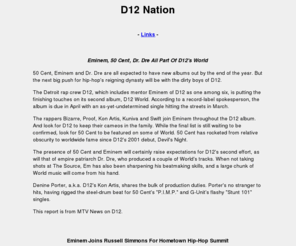 d12nation.com: D12 Nation
D12 Nation is your #1 resource for D12 information on the internet