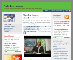 nightlegcramps.net: Night Leg Cramps
For relief and ease of night leg cramps, muscle cramps, muscle spasms in legs, severe cramps in feet and other painful muscle aches and contractions