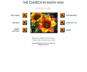 churchinsantaana.org: THE CHURCH IN SANTA ANA - Lovers of Jesus affiliated with local churches, Watchman Nee, Witness Lee (Splash Page)
A local church, the church in Santa Ana, enjoys Christ and recommends the ministry of Witness Lee, Watchman Nee.