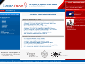 election-france.com: Election-France : élections, candidats, partis politiques français
Election-France, votre portail d'information sur les élections en France. Partis politiques, Candidats, Vote, Sondage, Forum, Débat...