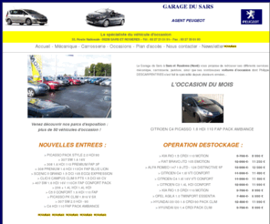 garagedusars.com: Garage du Sars, Peugeot, voitures neuves, vehicules d'occasion, Nord Orchies (59)
 Le Garage du Sars à Sars et Rosières dans le Nord (59)présente ses autos d'occasion et ses services en mécanique et carrosserie.