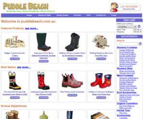 puddlebeach.com.au: Online shop - Ugg Boots, Gumboots, Organic Makeup, Toys,clothes, fairtrade and organic
Online shop - Ugg Boots, Gumboots, Organic Makeup, Toys,clothes, fairtrade and organic
