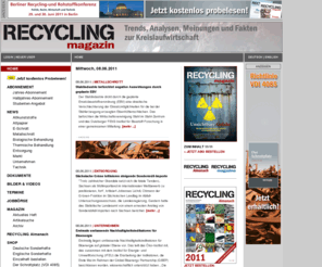 recyclingmagazin.de: Home - RECYCLING magazin
RECYCLING magazin - Trends, Analyses, Opinions and Facts on the Recycling Industry