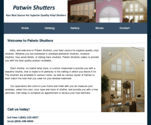 patwinshutter.com: Patwin Shutters
Patwin Shutters, your best source for superior quality vinyl shutters.