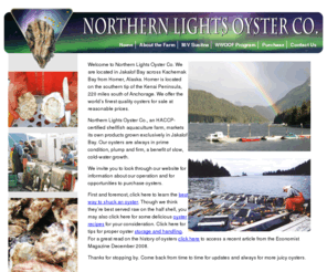 northernlightsoysters.com: Northern Lights Oyster Co. located near Homer, Alaska, we are a an HACCP-certified shellfish aquaculture farm.
