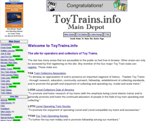 toytrains.org: ToyTrains.info - Home
ToyTrains.info e-Interchange, Toy Train Mailing List Archives, National Toy Train Museum, Strasburg, Toy Trains, Tinplate, Lionel, MTH, York, Electric Trains