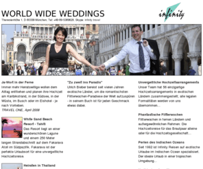 world-wide-weddings.de: World Wide Weddings - Infinity Reisen e. K.
World Wide Weddings - einzigartige Hochzeitsarrangements in exotischen Lndern.