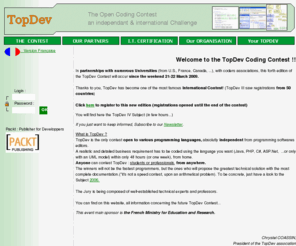 topdevone.com: TopDev : Coding Contest multi-languages : Java, PHP, c#, ASP.NET, Python
The new international programming contest, multi-language, with only a quality approach, for students and pro