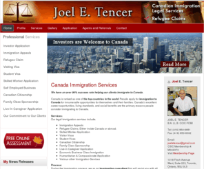 jtimmigration.com: Joel E. Tencer | Canadian Immigration Consulting, Refugee Claim, Visa, Citizenship
Canadian immigration consultant specializing in investors & skilled workers, work & student visa, refugee claim and appeal, family sponsorship & caregivers