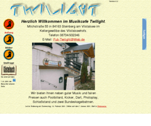 pub-twilight.de: Pils Pub Twilight
Homepage des Pils und Play Pubs Twilight in Steinberg. Infos über Unsere Partys, Aktionen, Feste und so weiter....