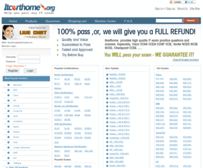 itcerthome.org: CIsco,Microsoft,IBm,HP,Itcerthome lead you pass all IT certifications test online!
As a authoritative braindumps provider all over the world,itcerthome offer Cisco certification,Microsoft certification,CompTIA certification,640-802,70-290,220-701 exam and so on.