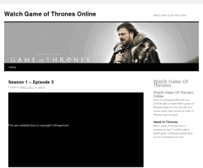 watchgameofthrones.org: Watch Game of Thrones Online
Watch Game of Thrones online free. HBO's new hit series Game of Thrones available to watch here. Watch Game of Thrones Online.