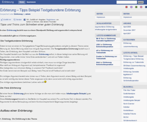 xn--errterung-17a.org: Erörterung - Tipps und Beispiel Textgebundene Erörterung
In einer Erörterung bezieht man zu einem Standpunkt Stellung und argumentiert entsprechend. Tipps und Tricks zum Thema Erörterung!