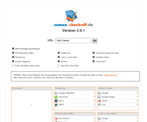 sumax-checkoff.de: Sumax Offsite Analyse
SUMAX stellt mit der Offsite Analyse ein Werkzeug zur Analyse der Offsite Faktoren Ihrer Webseite dar.