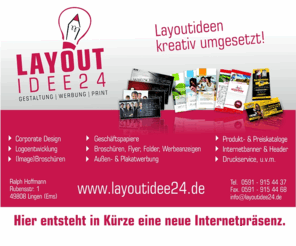layoutidee24.com: Layoutidee24: Logo und Flyer erstellen lassen
Layoutidee24 erstellt Logos, Flyer usw.